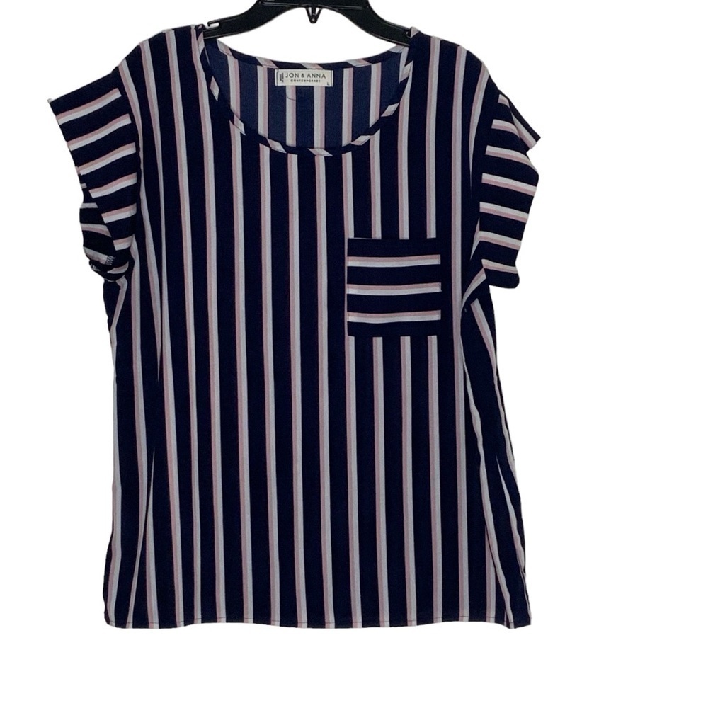 Jon & Anna contemporary stripe blouse. Size L